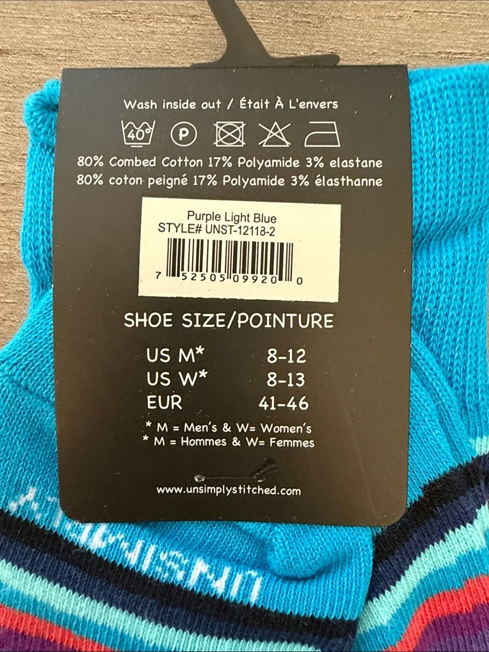 Men's Striped Crew Socks - Turquoise & Purple